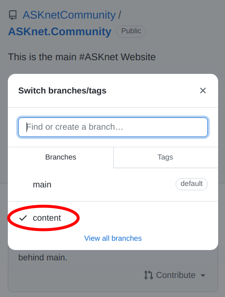 choose content branch