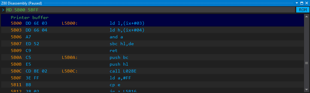 Printer buffer as disassembly