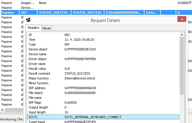 The IOCTL sent by kbdclass to register for receiving keyboard-related events from the kbdhid driver