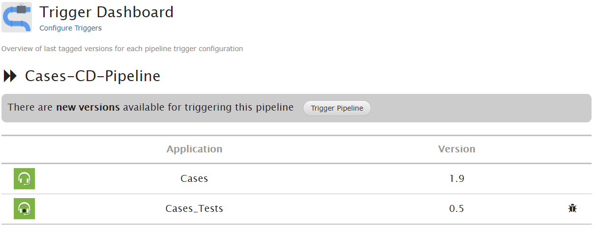 List of pipelines that can be triggered on-demand