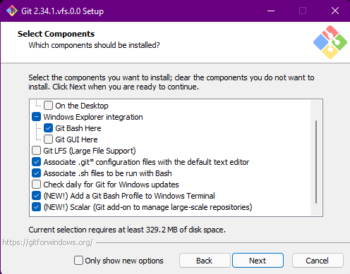 Select Components window