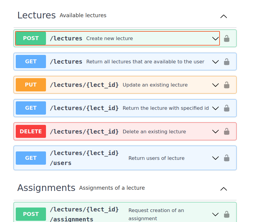 API interactive view