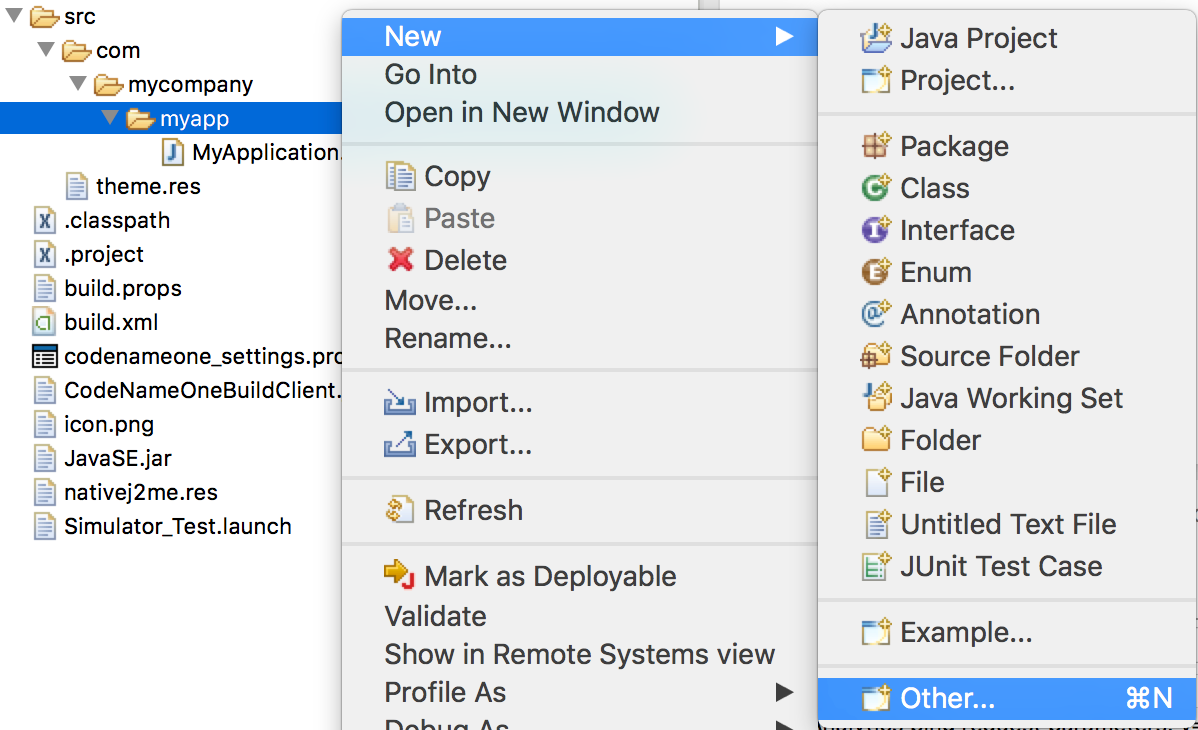 Right click the package select New → Other