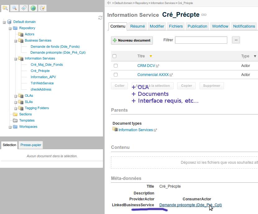 AXXX requirements modeled in EasySOA Core Registry v1