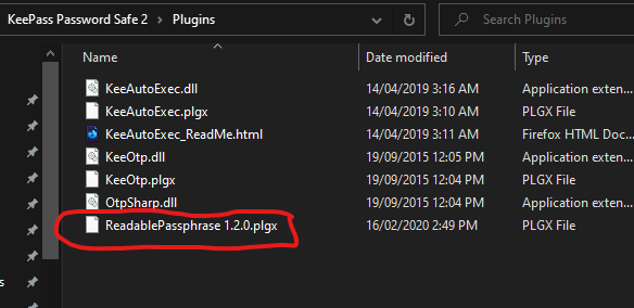 Plugin in KeePass Plugin Folder