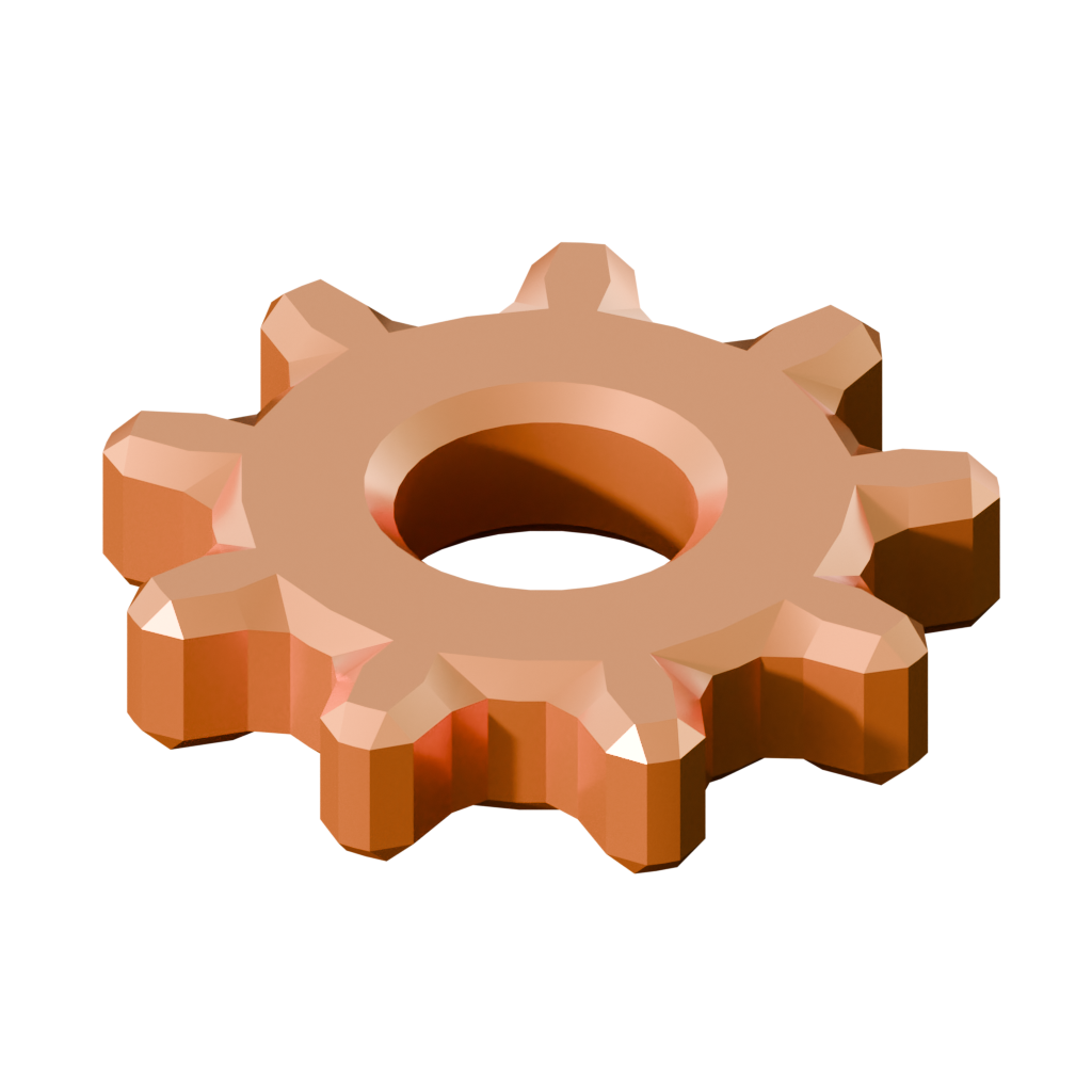 A render of a beveled gear mesh performed with use of the Smooth By Angle modifier