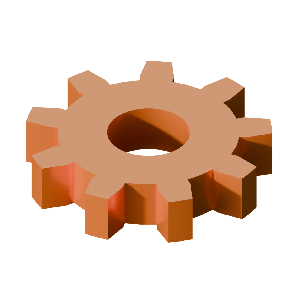 A render of a gear mesh performed with use of the Smooth By Angle modifier