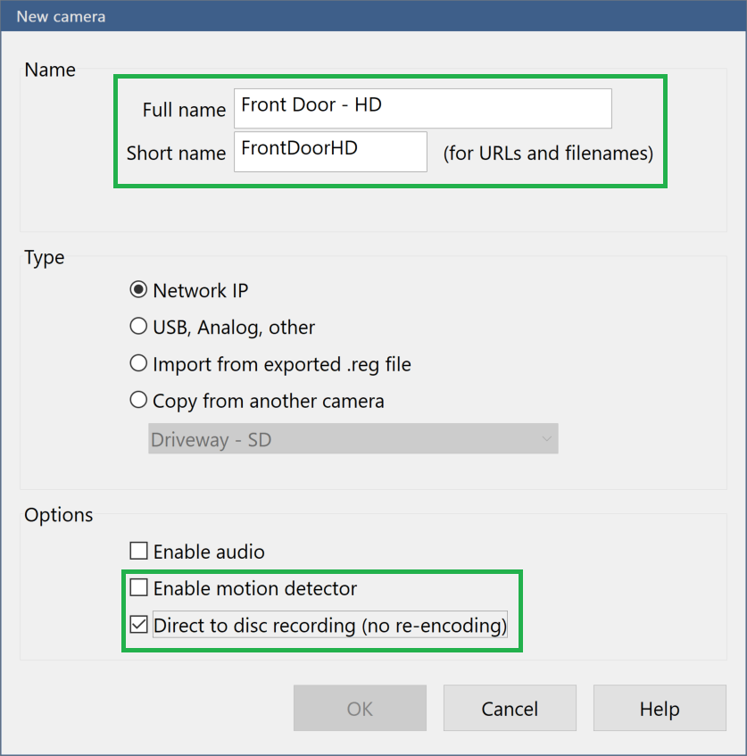 HD camera initial settings