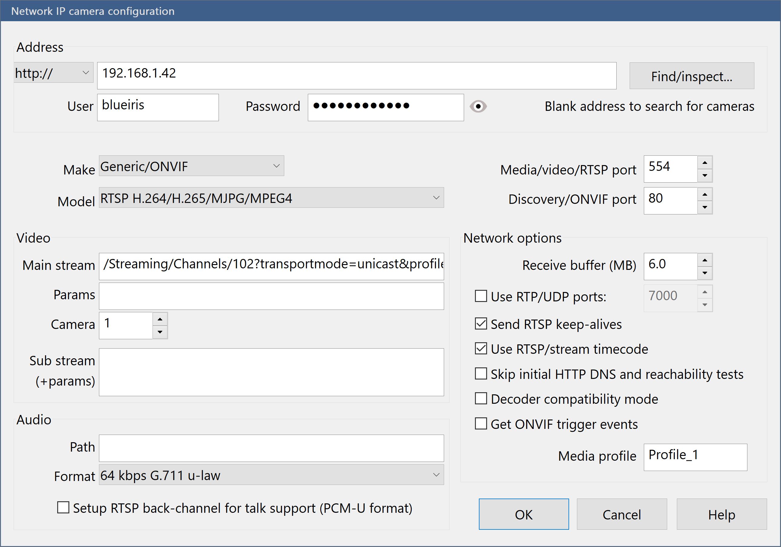 SD camera IP network settings