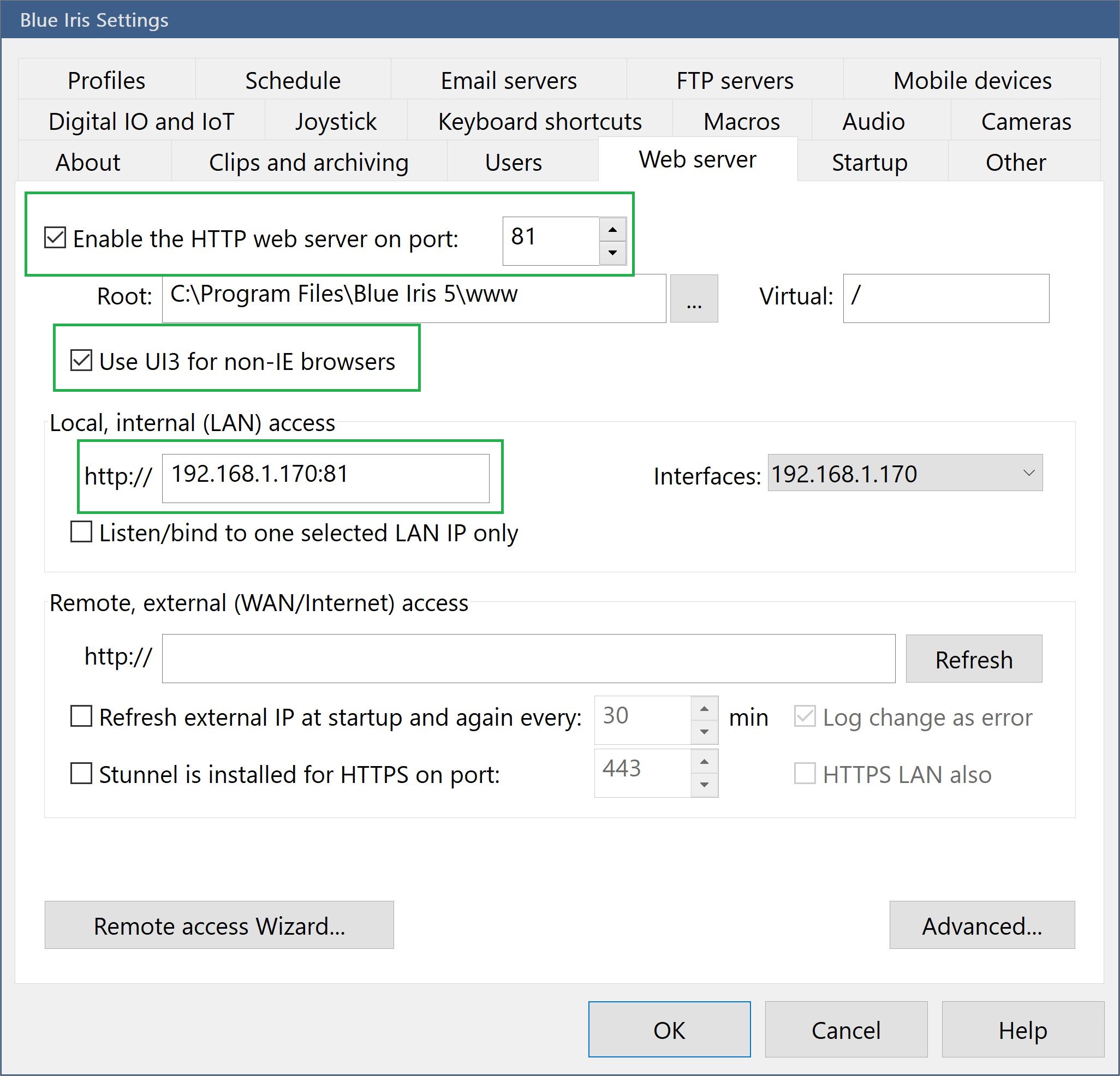 Web server configuration