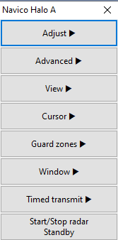 Radar menu (standby)