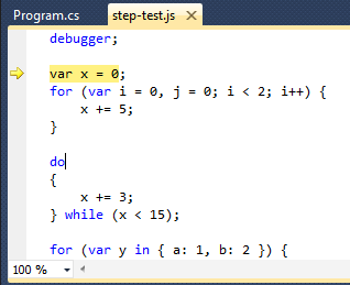 Visual Studio debugging javascript