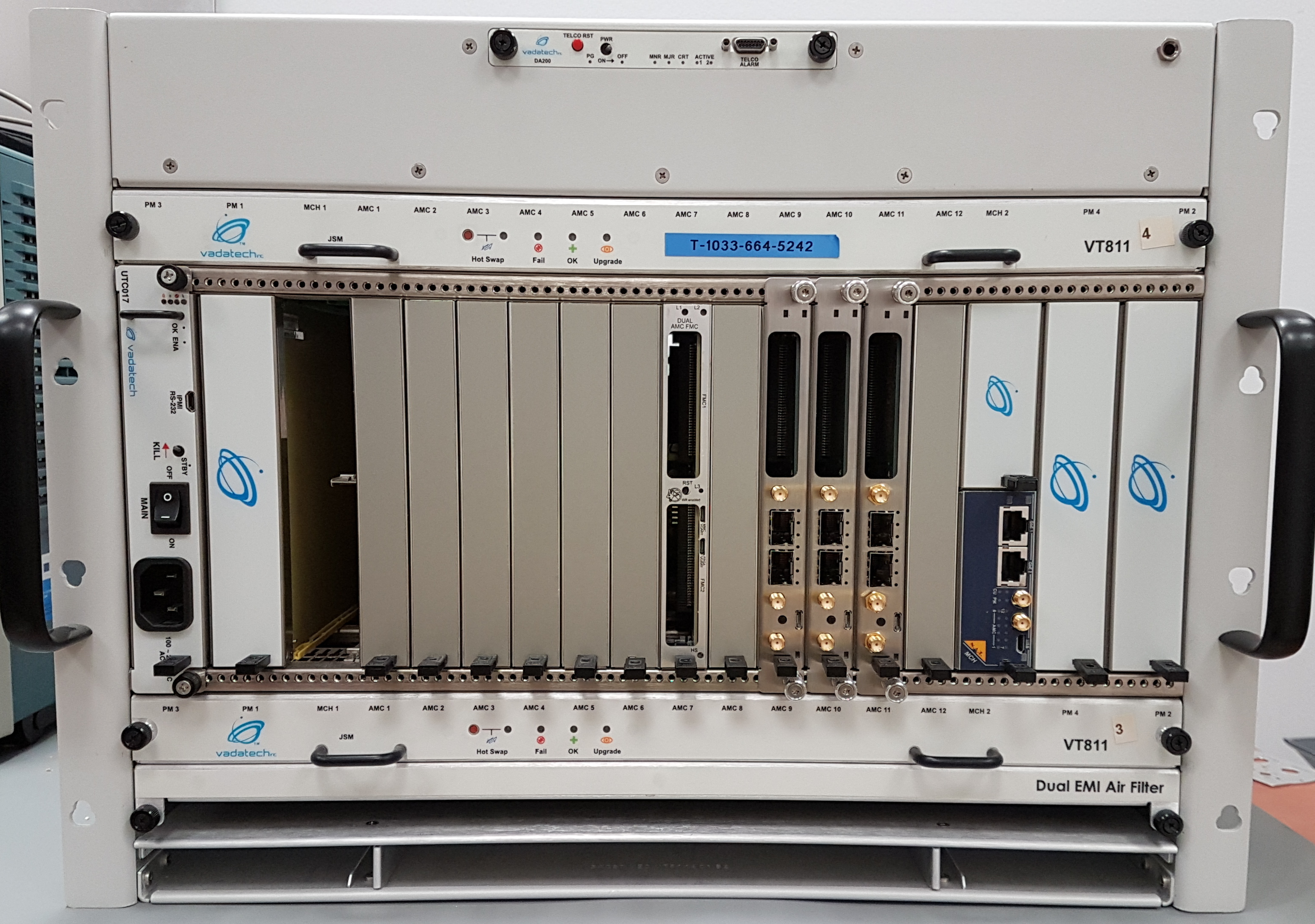 Micro TCA chassis with 3 Sayma AMC modules inserted