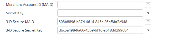 Configuration for 3D Secure