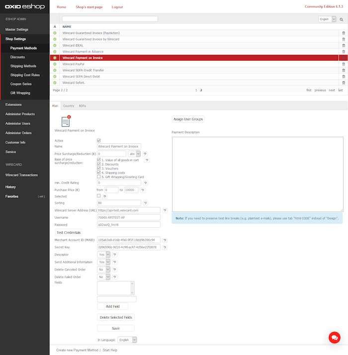 Payment on Invoice Configuration